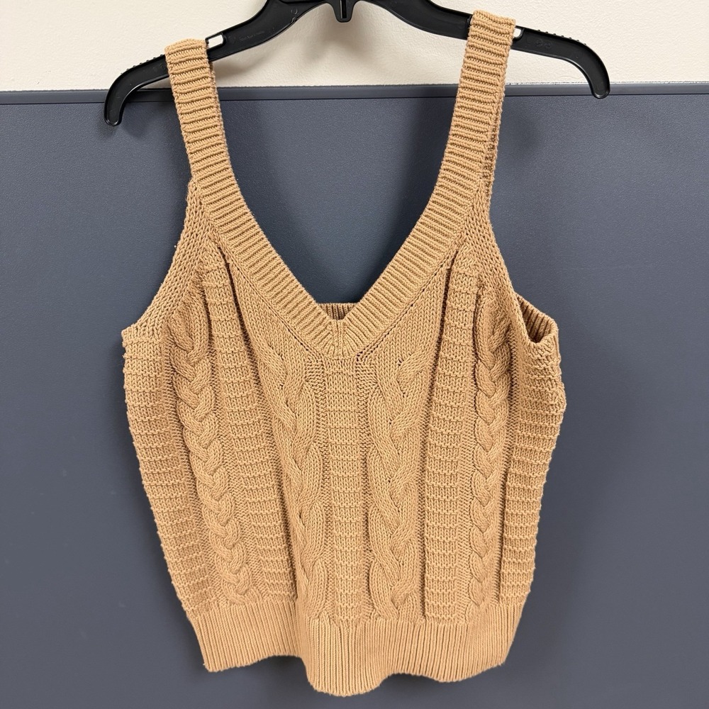 Banana Republic Chunky Knit Tank‎ Top Womens Medium Cotton Boho Brown Sweater